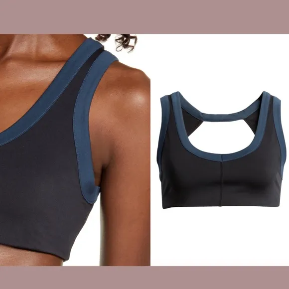NWT $48 Free‎ People FB Movement [ Large ] Rebel Sports Bra in Black/Navy