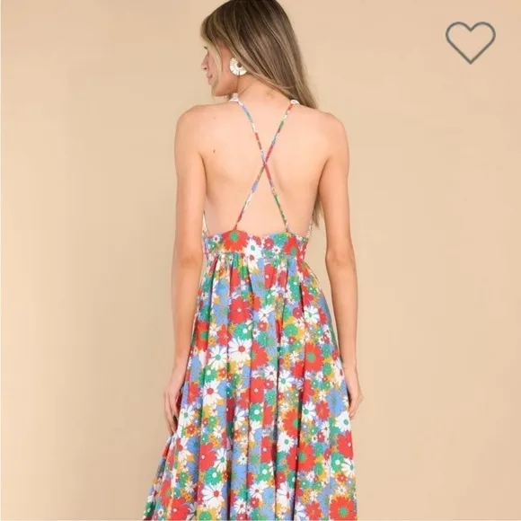 NWT Aakaa Red Dress Aakaa Multi FloralMaxi Dress