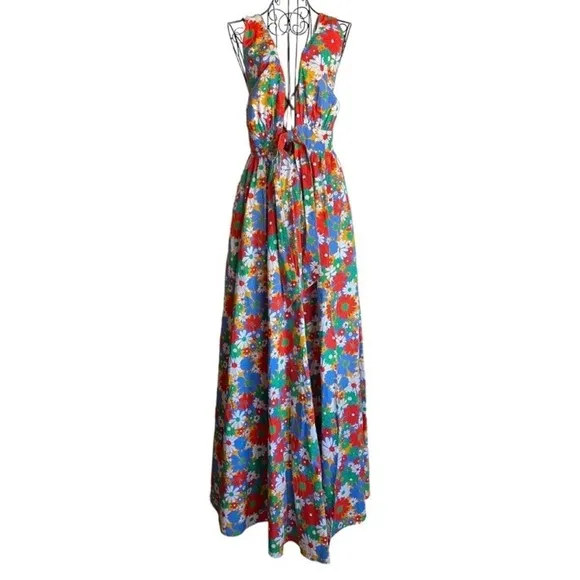NWT Aakaa Red Dress Aakaa Multi FloralMaxi Dress