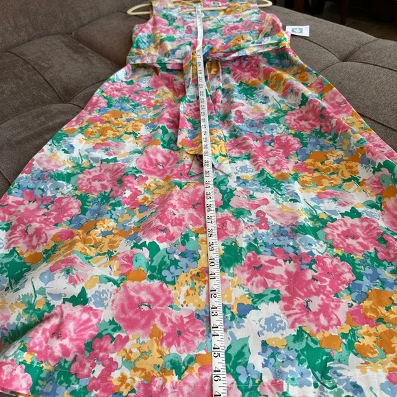 NWT Anne Klein Vibrant Floral Belt Waisted Dress with Pockets Size S