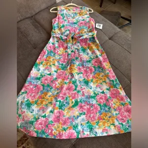 NWT Anne Klein Vibrant Floral Belt Waisted Dress with Pockets Size S
