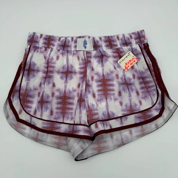 NWT New Free People FP Movement Women's Varsity Blues Printed Shorts Large L