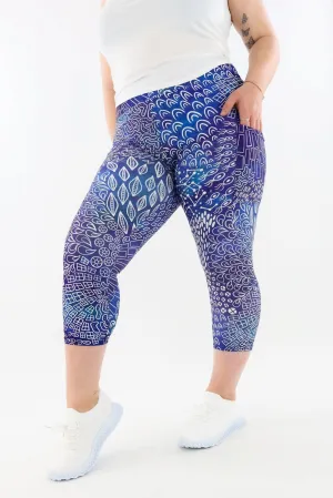 Ocean Motif - Casual - Capri Leggings - Pockets