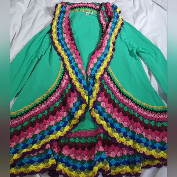 Open front Cardigan/Duster with crochet trim size medium