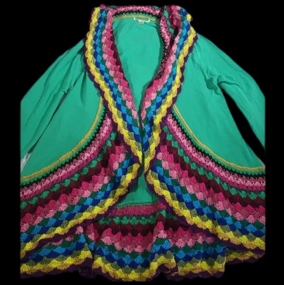 Open front Cardigan/Duster with crochet trim size medium