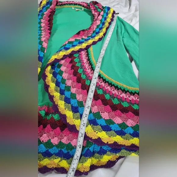 Open front Cardigan/Duster with crochet trim size medium