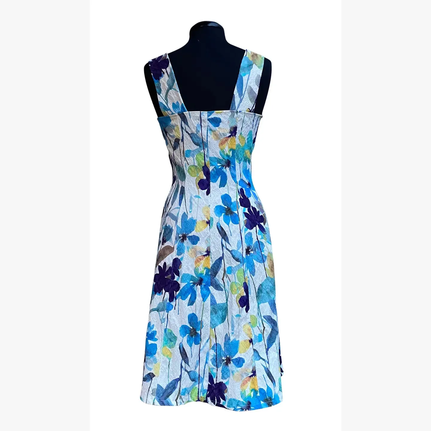 ORCHIDEA Textured Floral Paneled A-line Dress / Turquoise