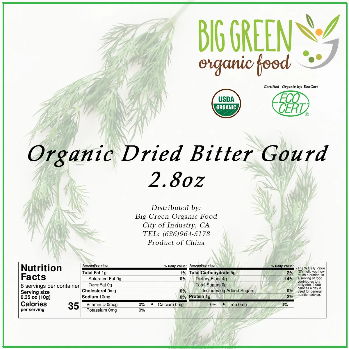 Organic Dried Bitter Gourd Slice (Balsam Pear), 2.8oz
