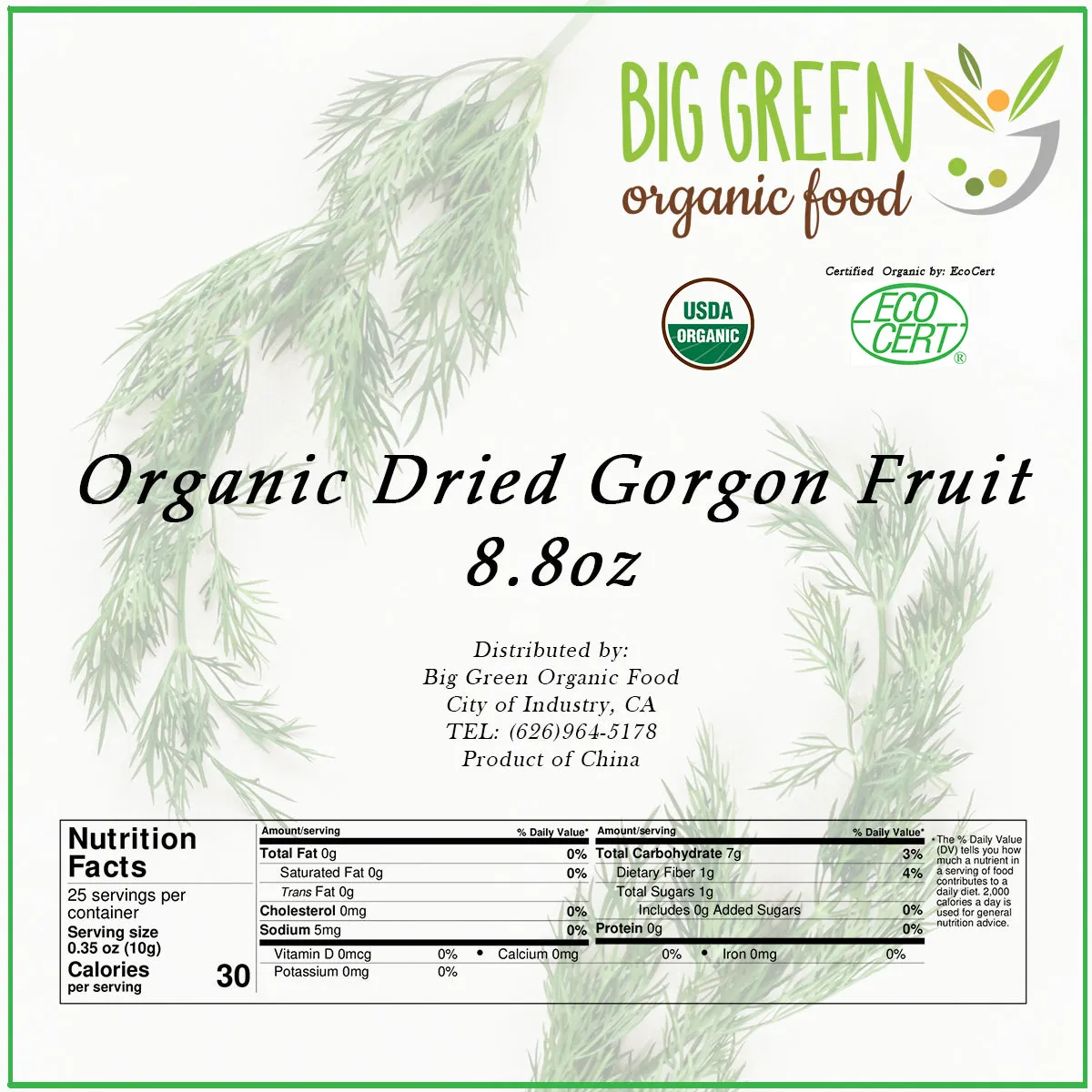 Organic Dried Gorgon Fruit, 8.8oz