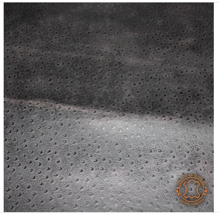 Ostrich Embossed Leather Dark Brown Pull Up: Leather 3 .5- 4.0 oz. | 1.4 - 1.6 mm - Leather for Projects - Leathercraft