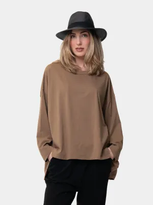 Oversized Hi Lo Round Neck Cotton Top