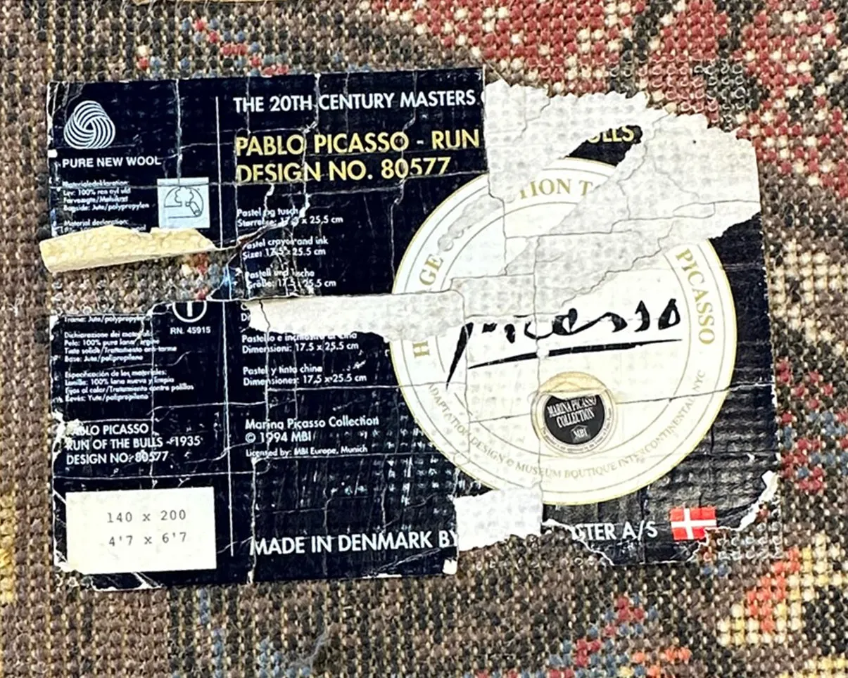 Pablo Picasso "Running of the Bulls" 1994 Ege Axminster Wool Rug