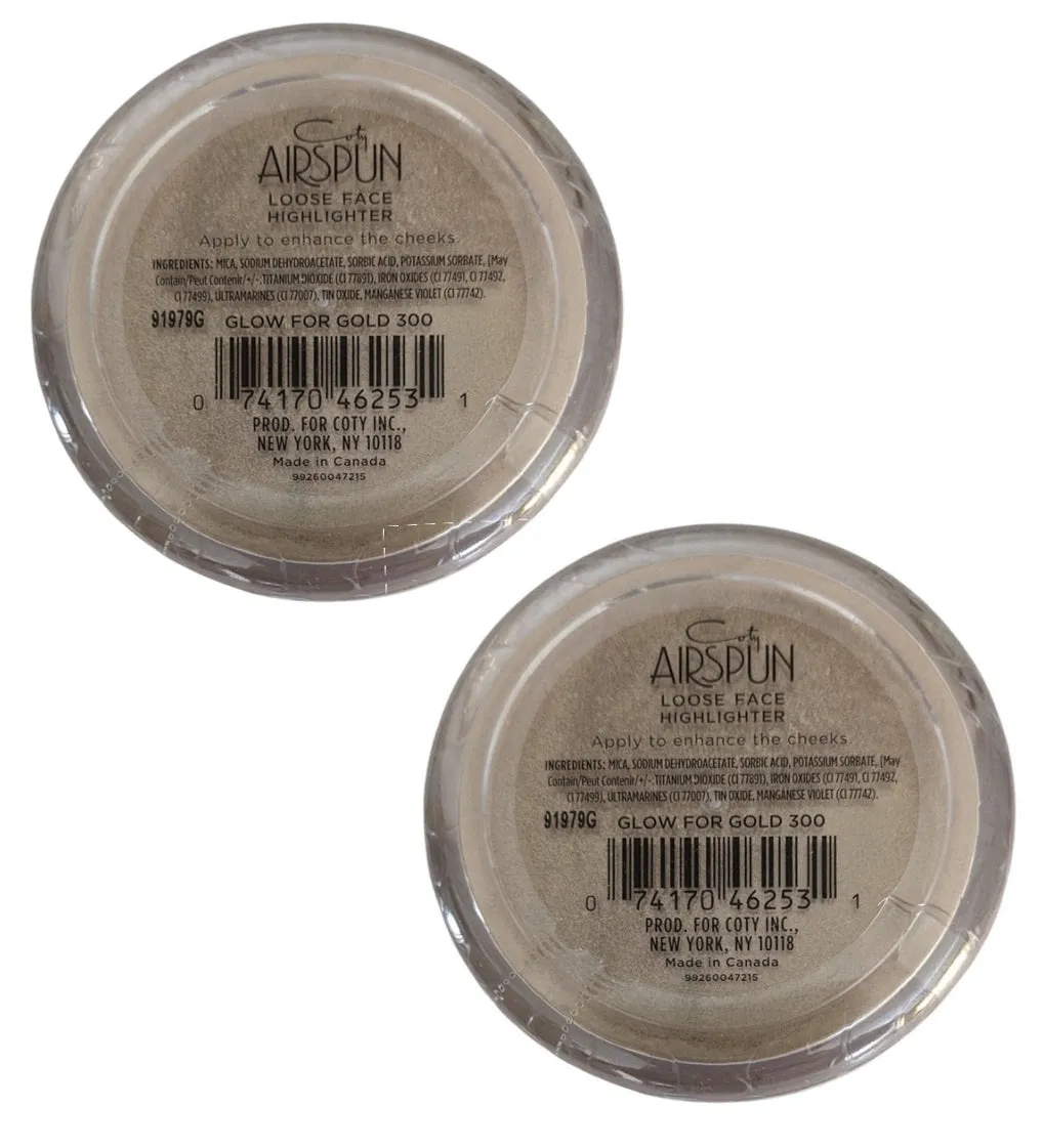 Pack of 2 Coty Airspun Loose Face Highlighter, Glow for Gold 300