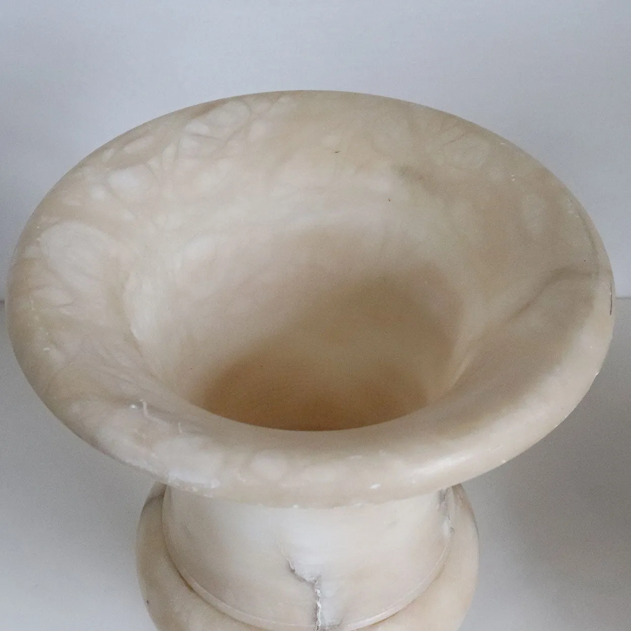 Pair Italian Neoclassical Alabaster Urns