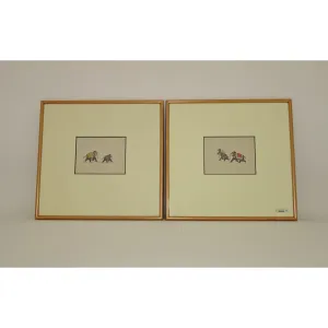 Pair of Framed Giclees of Indian Elephants