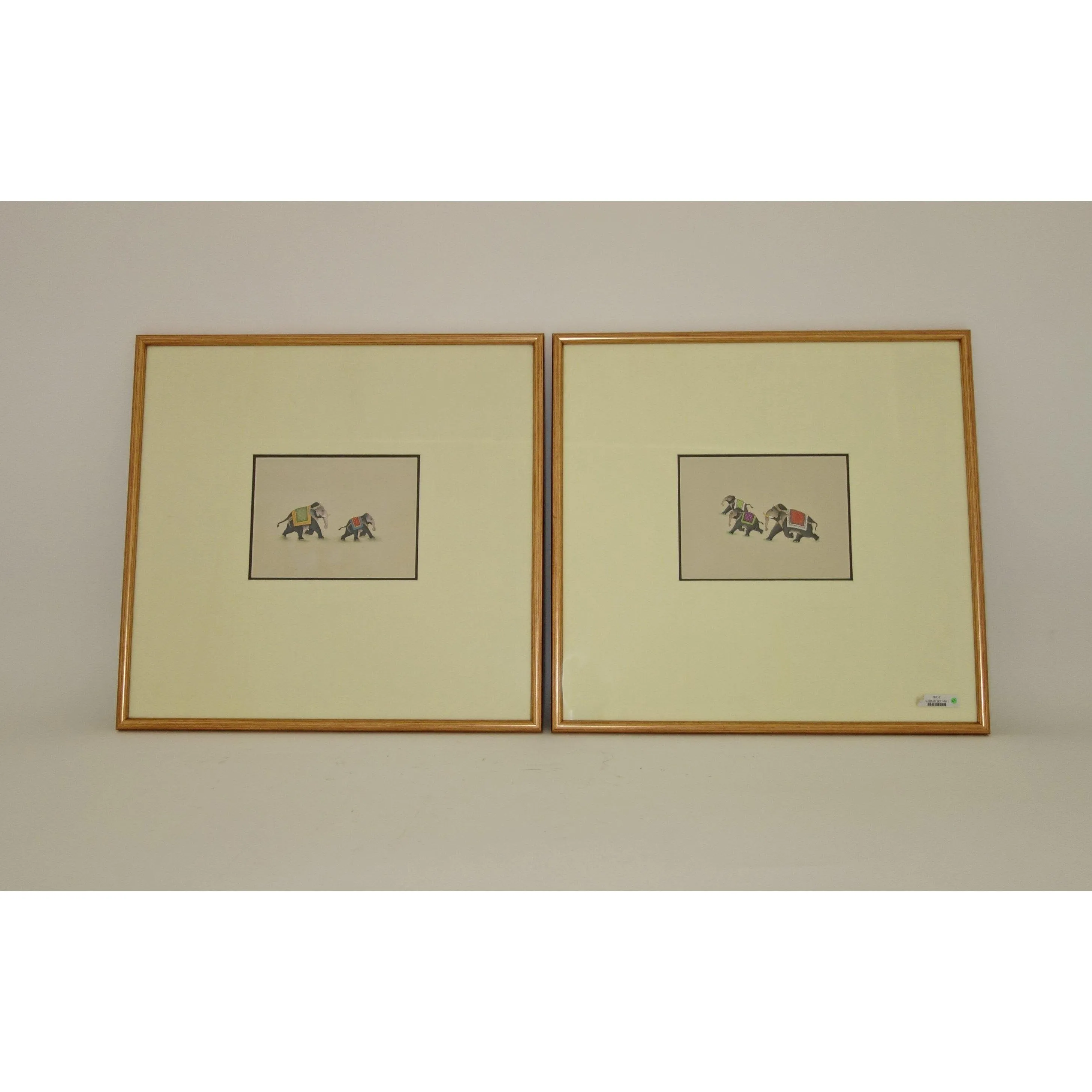 Pair of Framed Giclees of Indian Elephants
