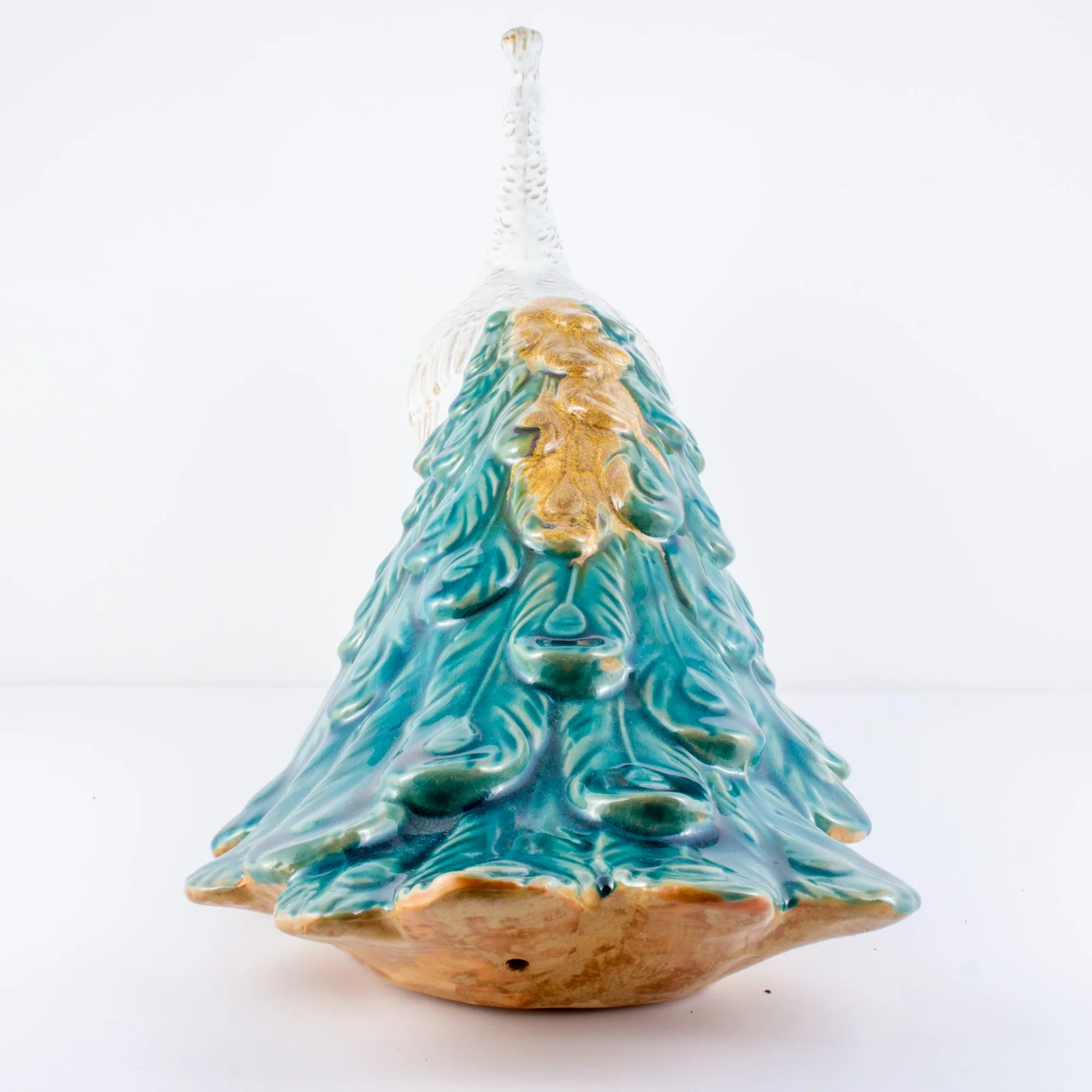 Pairing of Vintage Glazed Ceramic Peacock Figures