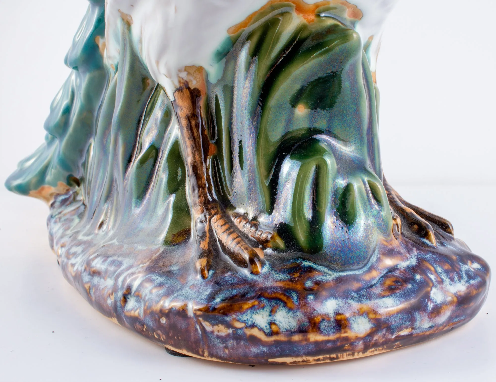 Pairing of Vintage Glazed Ceramic Peacock Figures