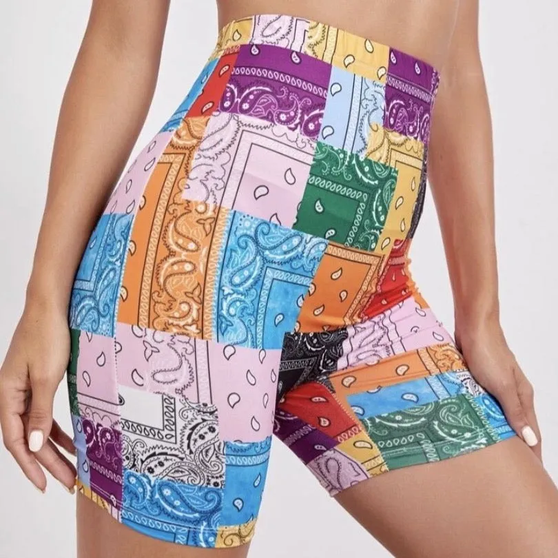 Paisley Bandanas Biker Shorts