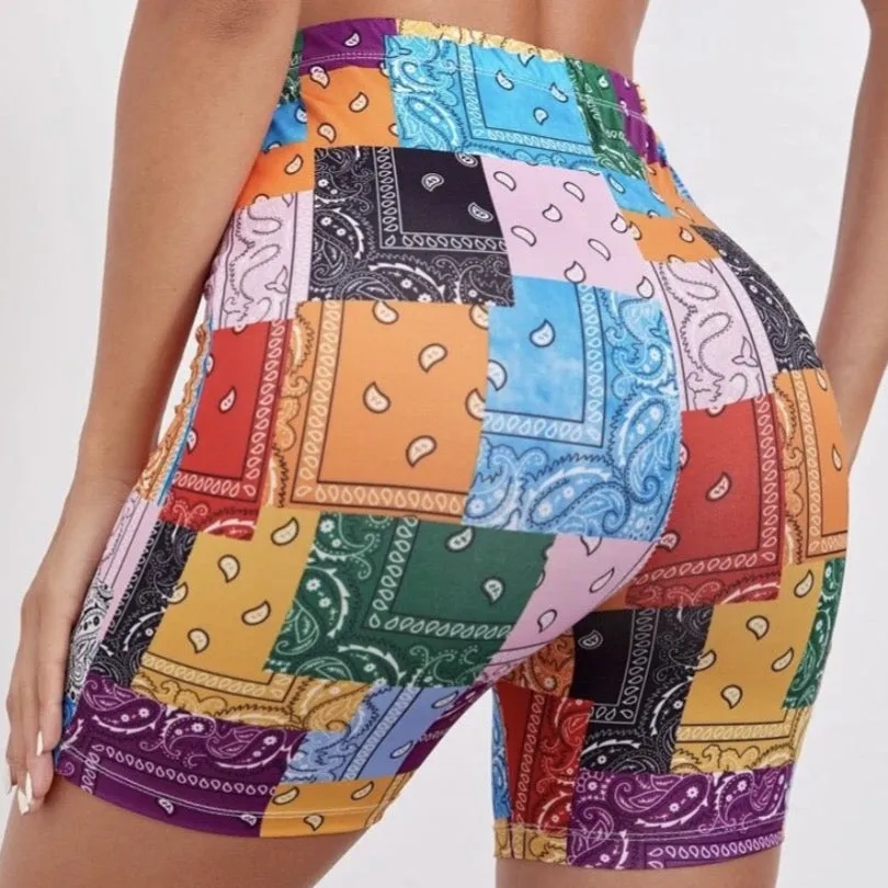 Paisley Bandanas Biker Shorts