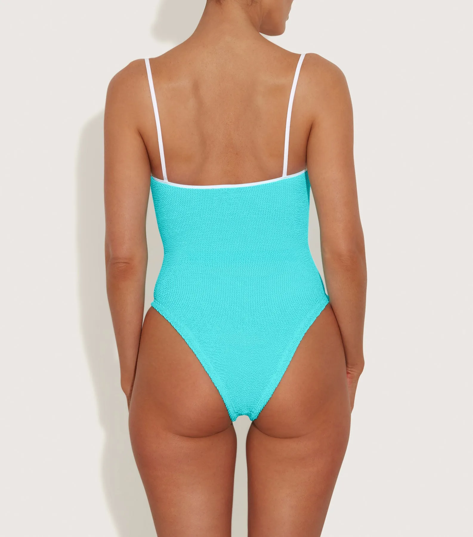 Pamela Swim Contrast - Aqua/White