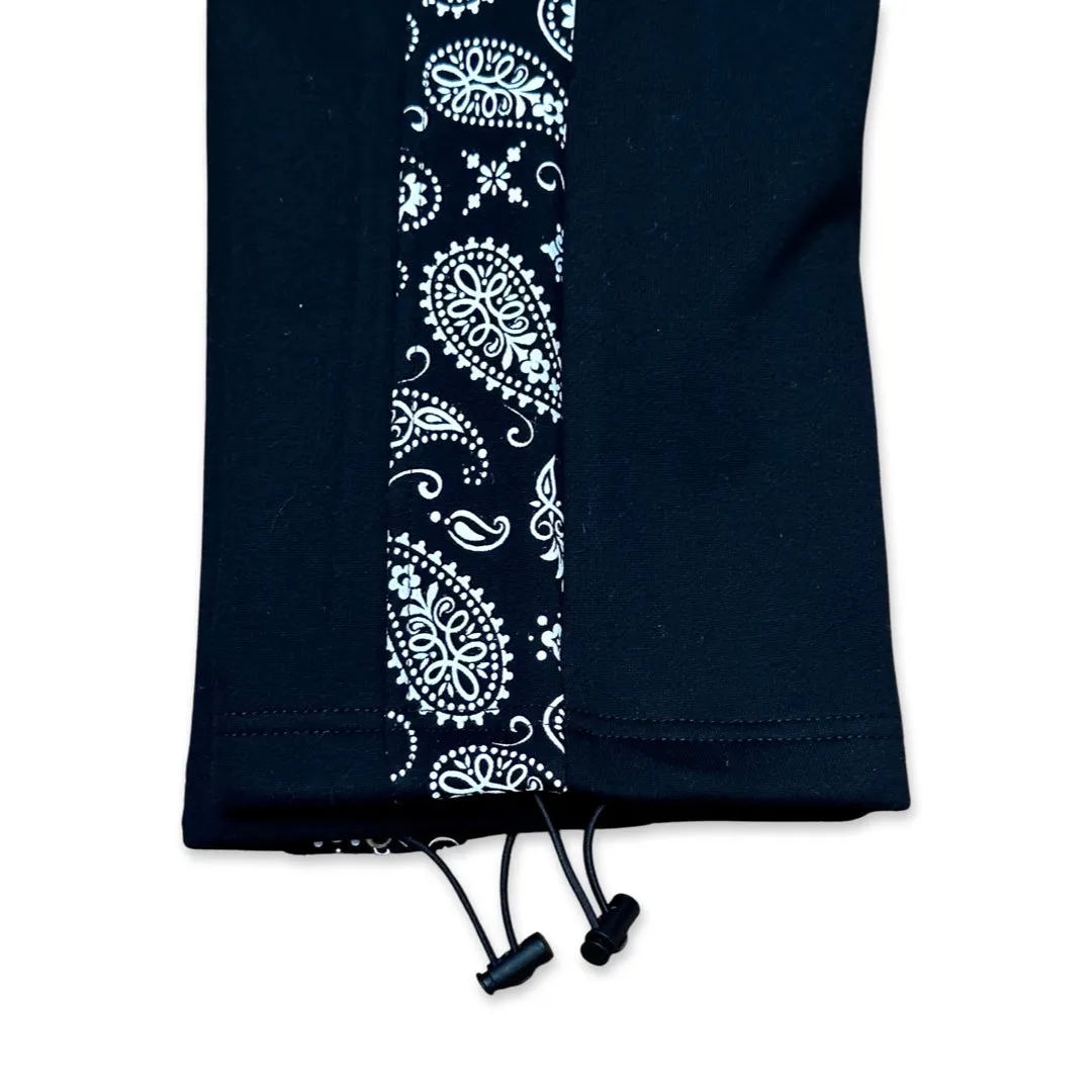 Paneled Joggers - Black Paisley