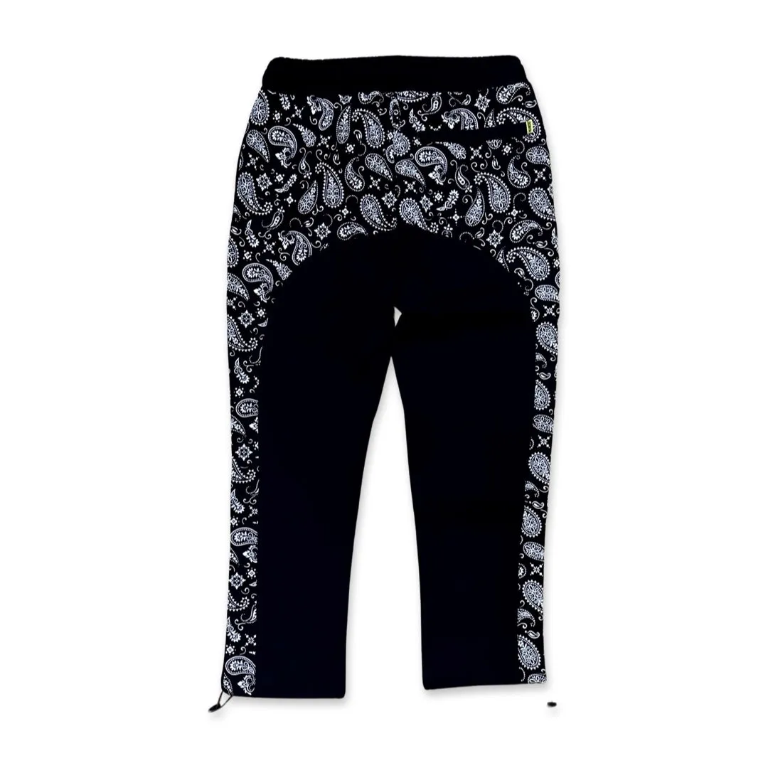 Paneled Joggers - Black Paisley