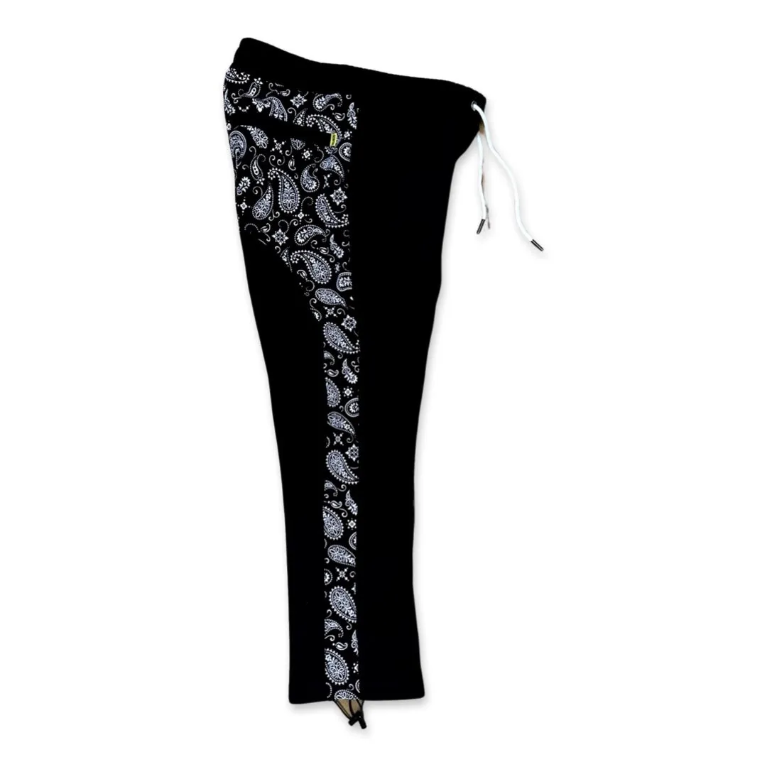 Paneled Joggers - Black Paisley