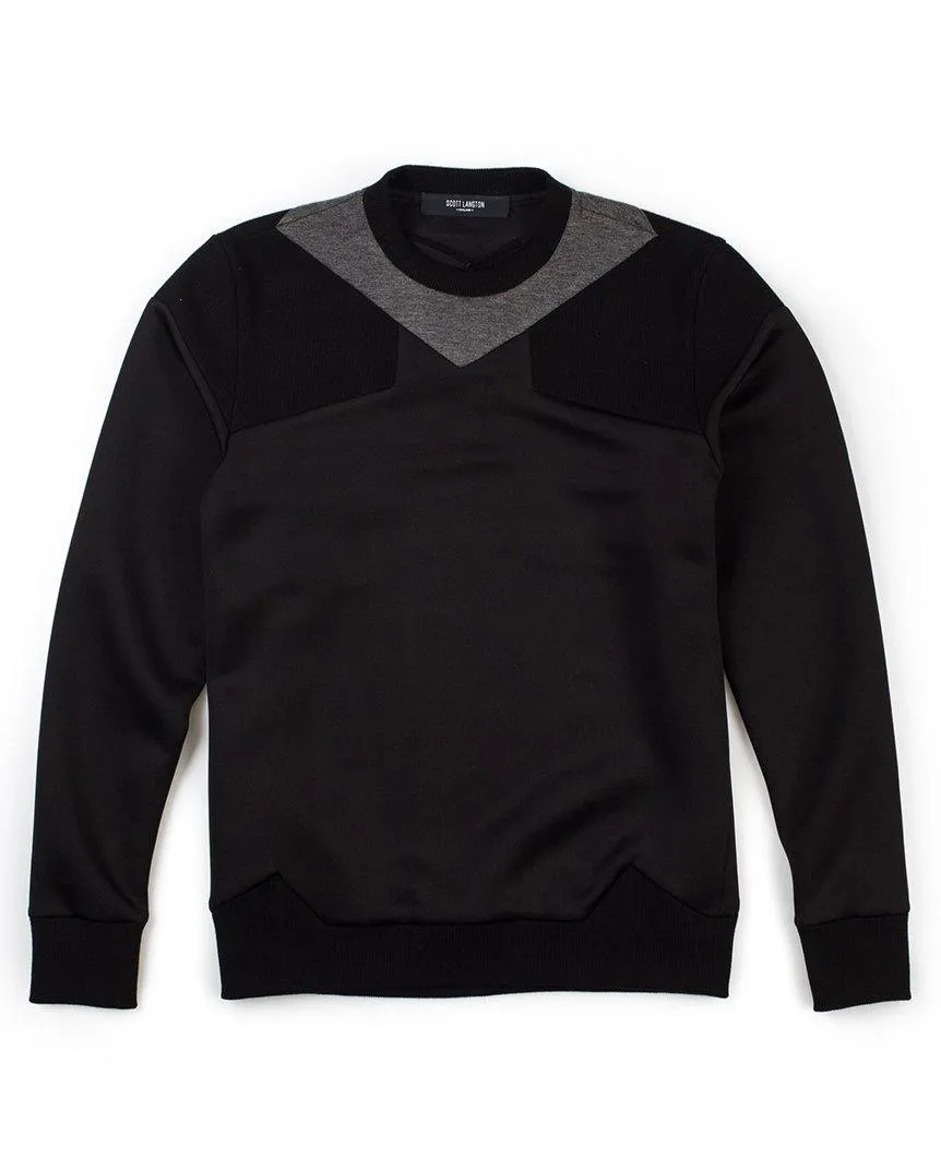 Paneled Neck Sweater Black
