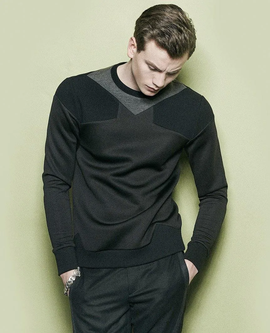 Paneled Neck Sweater Black