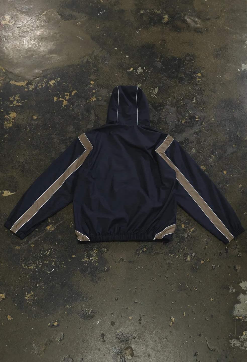 Paneled Nylon Anorak / Navy x Taupe