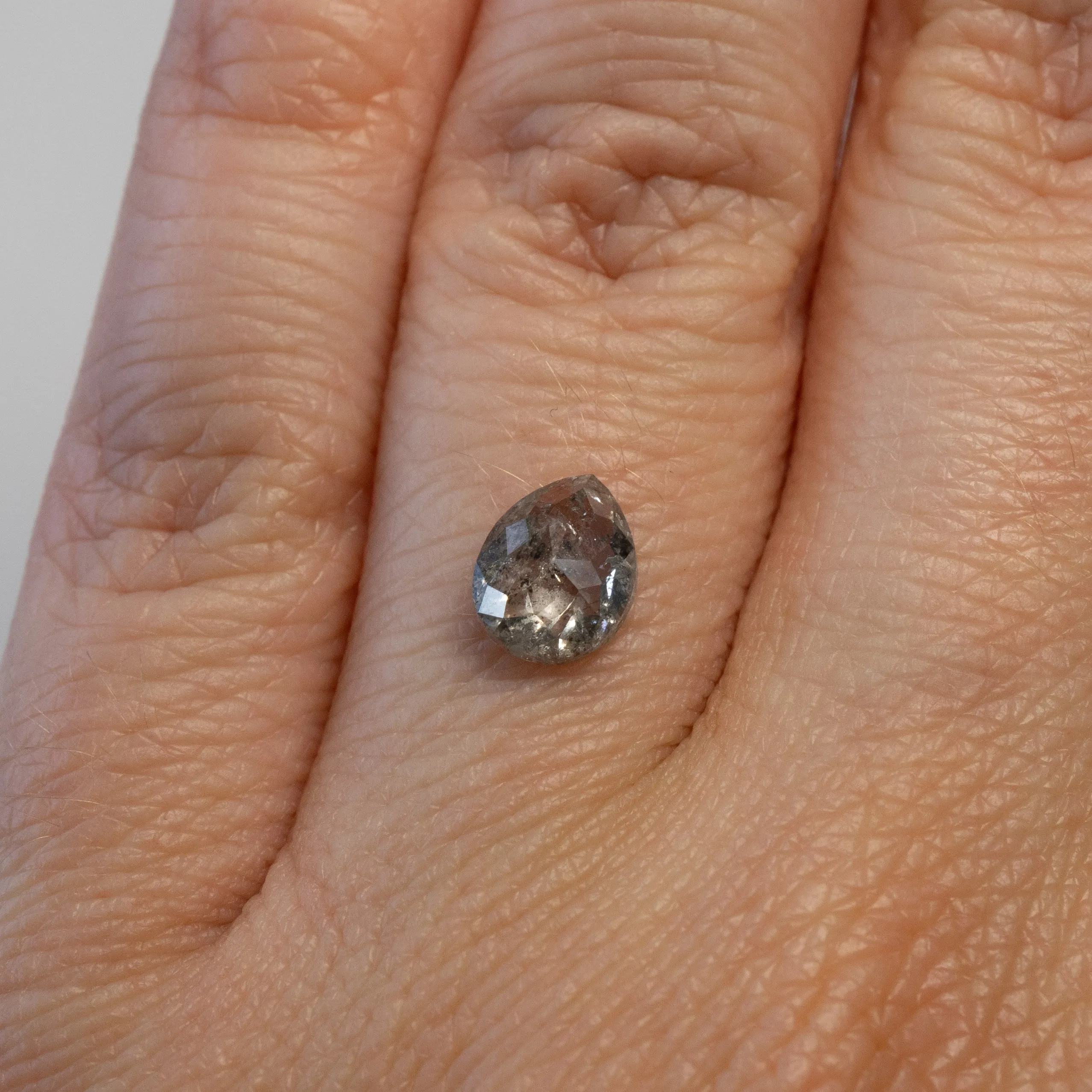Pear Rose Cut Grey Salt   Pepper Diamond | 1.01ct