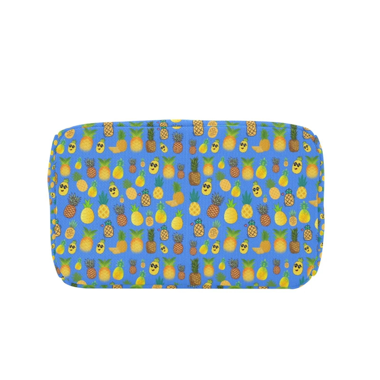 Pineapples Blue Insulated Zipper Lunch Bag