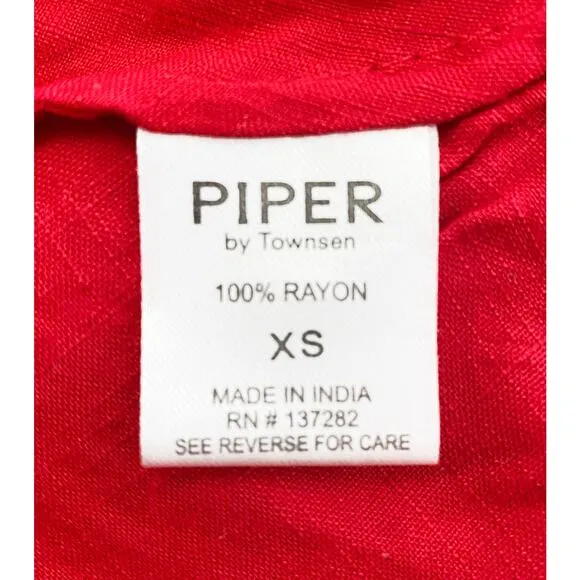 Piper By Townsen Red Mini Tiered Smocked Skirt Floral Embroidery Flowy Flirty