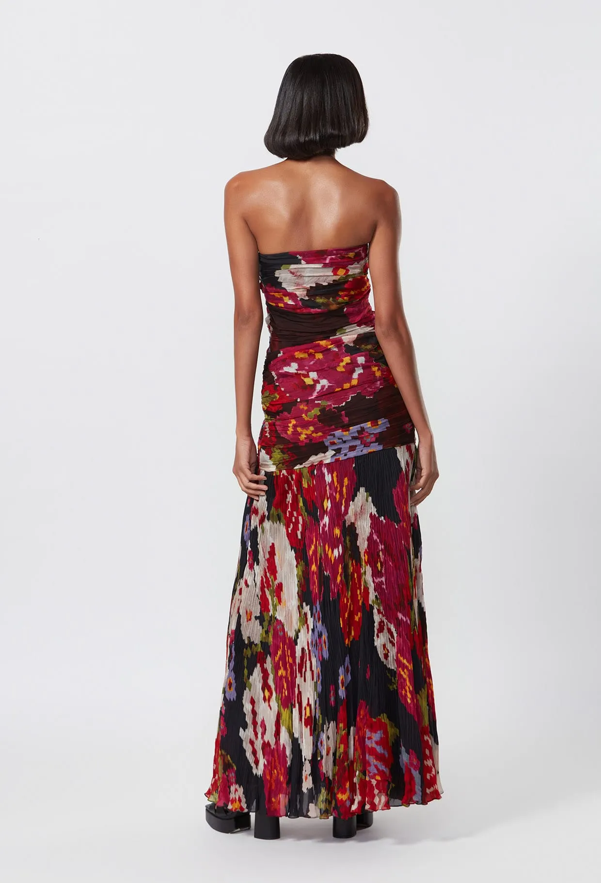 Pleated Strapless Gown