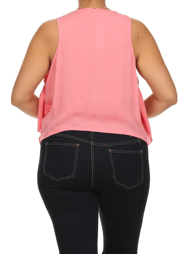 Plus Size Flowy Dream Catcher Necklace Pink Top