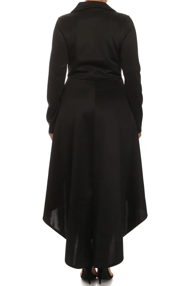 Plus Size Gala Surplice Neckline Long Sleeve Dress