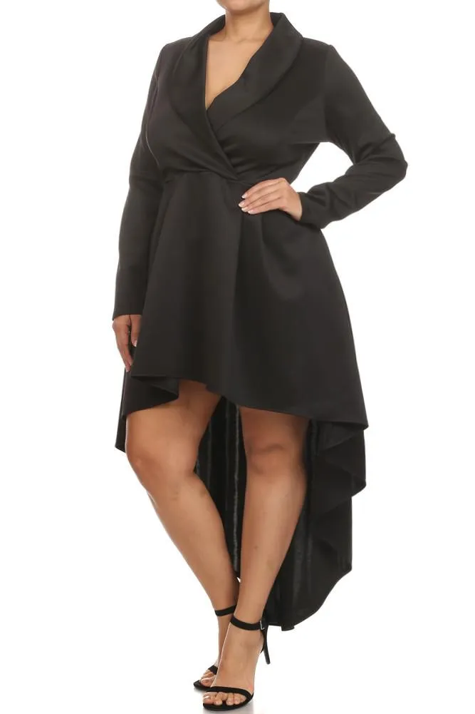 Plus Size Gala Surplice Neckline Long Sleeve Dress