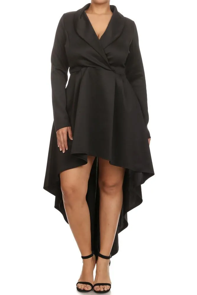 Plus Size Gala Surplice Neckline Long Sleeve Dress