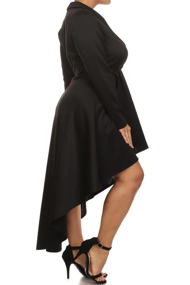 Plus Size Gala Surplice Neckline Long Sleeve Dress