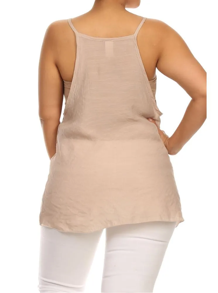 Plus Size Lovely Peasant Tan Flowy Top