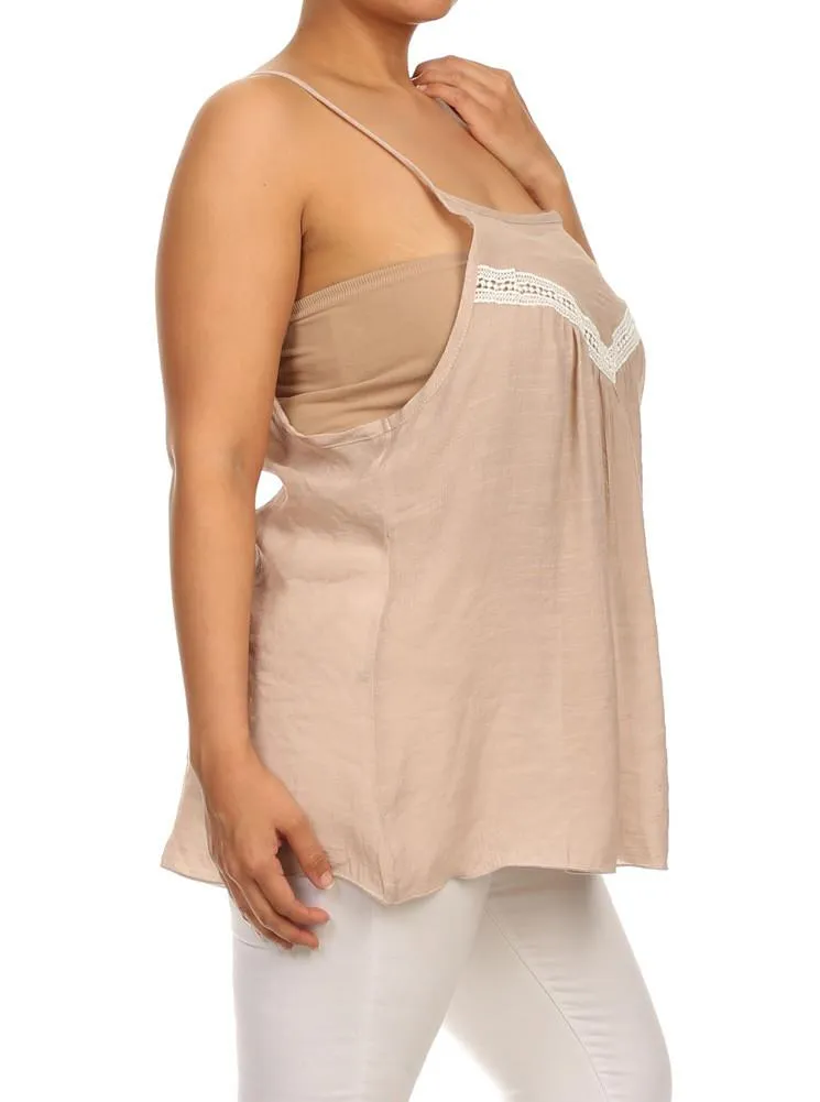 Plus Size Lovely Peasant Tan Flowy Top