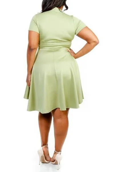 Plus Size Sexy In V Cut Flowy Skater Dress [SALE]