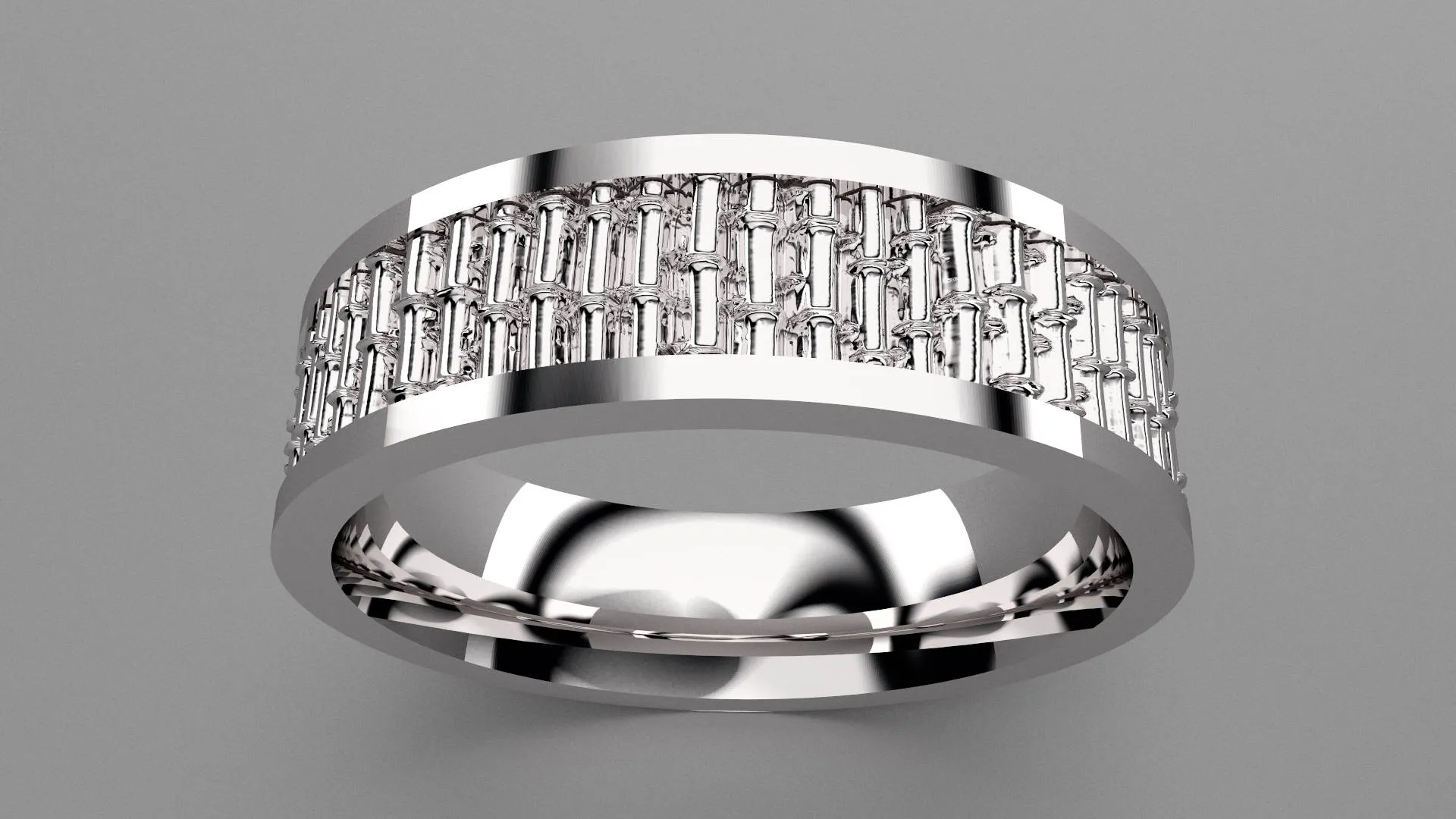 Polished Sterling Silver 6mm Bamboo Wedding Band