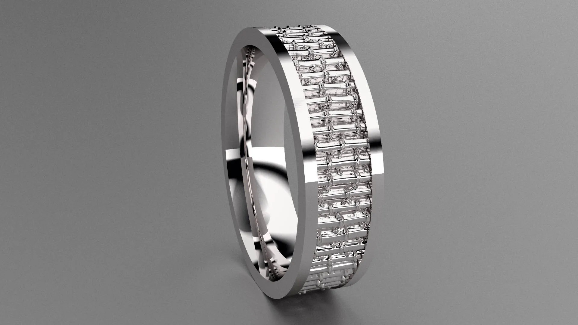 Polished Sterling Silver 6mm Bamboo Wedding Band