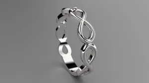 Polished Sterling Silver Infinity Ring Weding Band