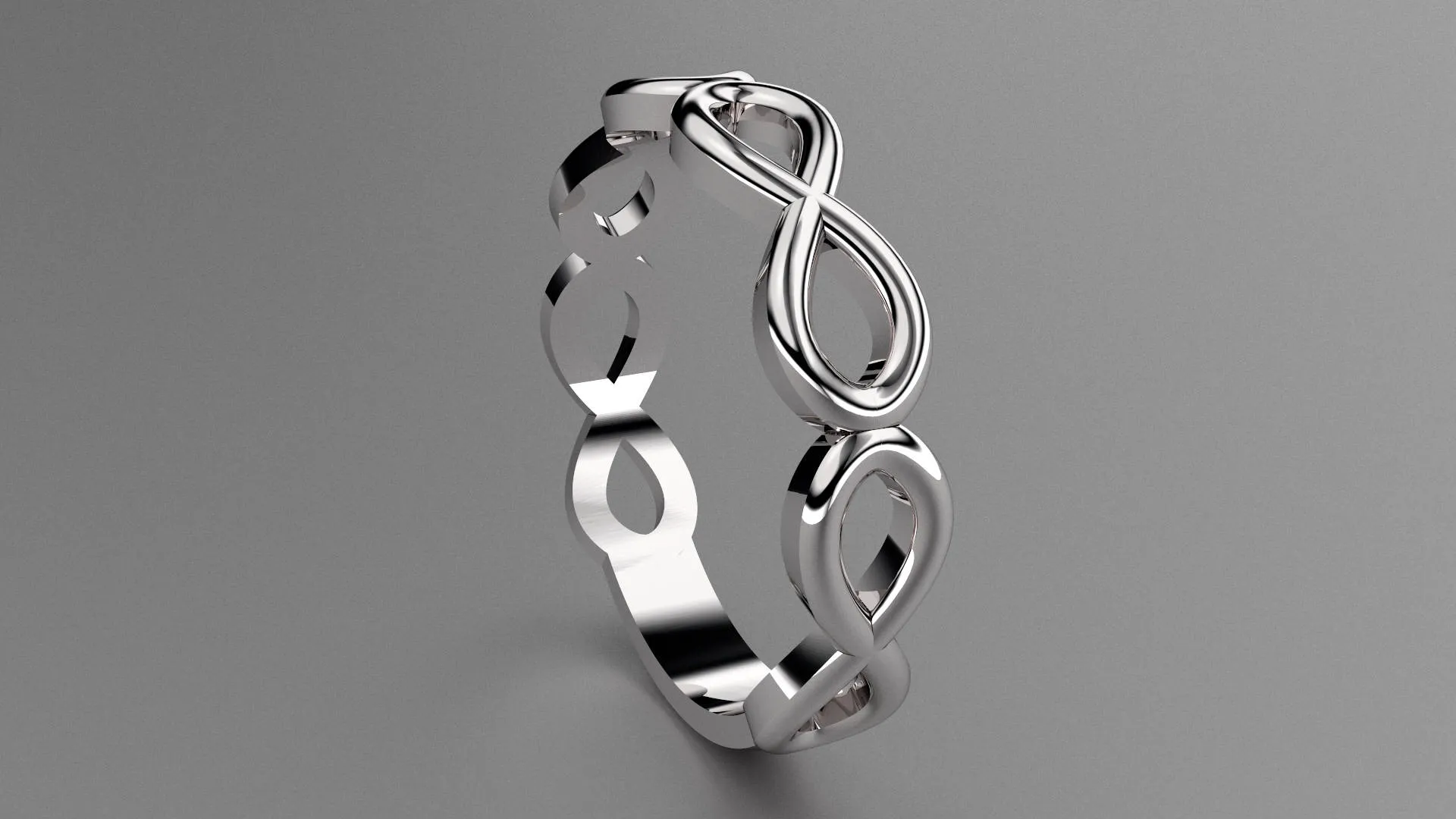 Polished Sterling Silver Infinity Ring Weding Band
