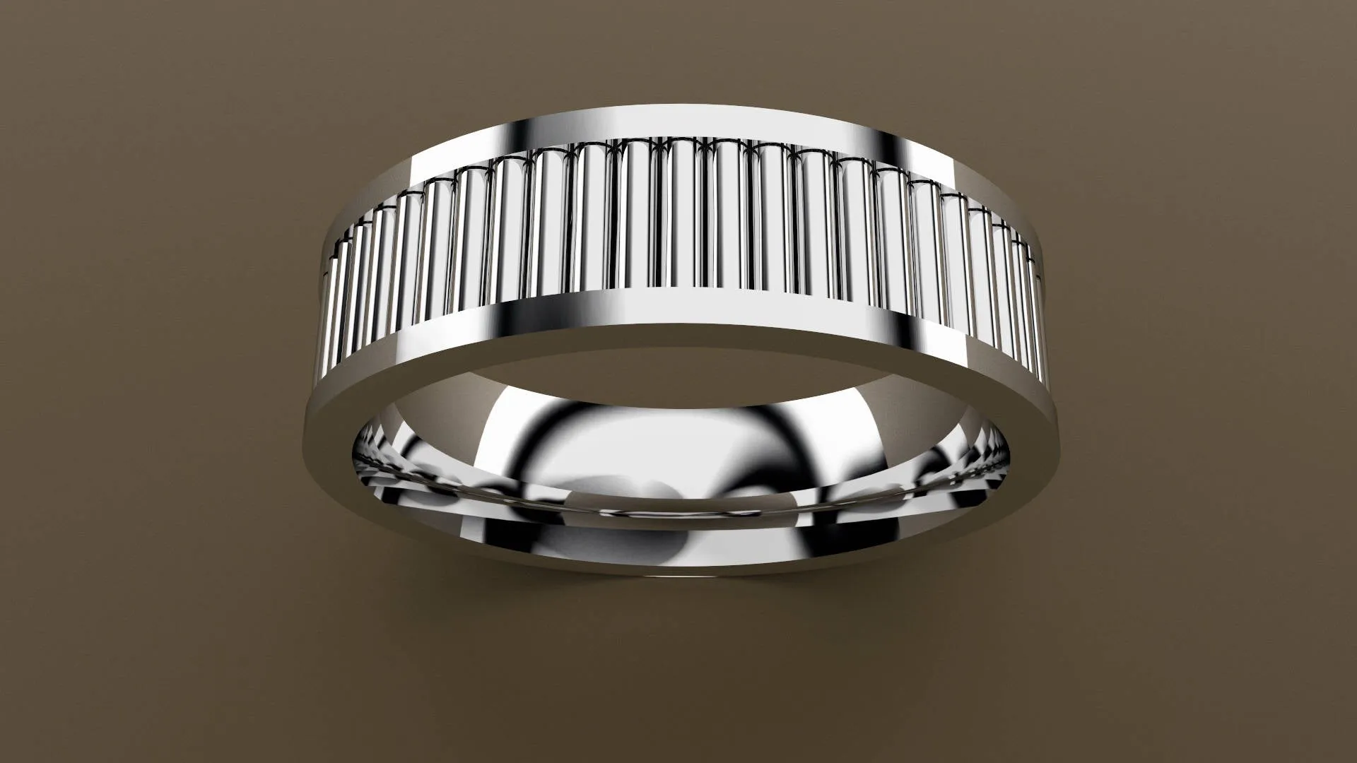 Polished White Gold 6mm Fluted Wedding Band