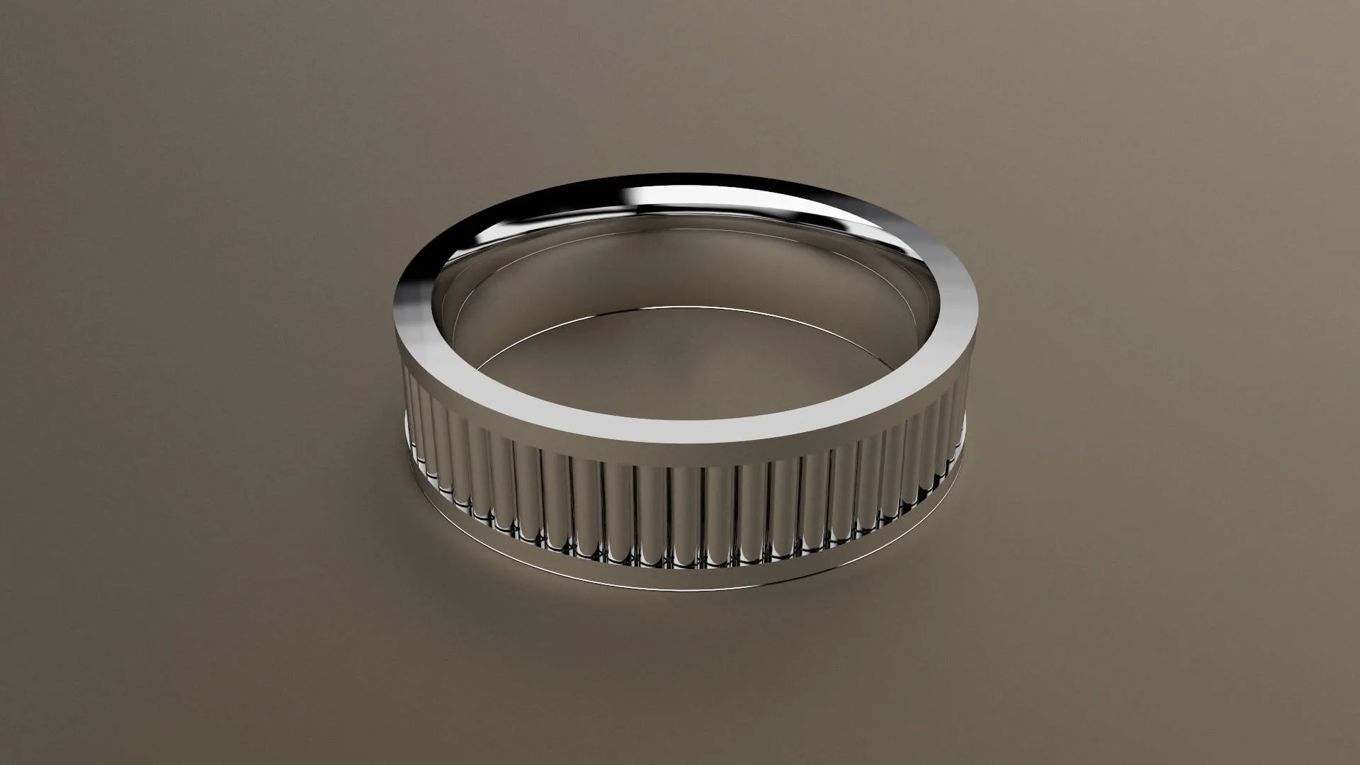 Polished White Gold 6mm Fluted Wedding Band