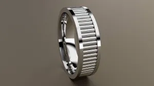 Polished White Gold 6mm Fluted Wedding Band